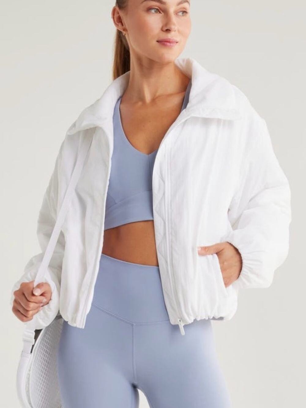 Zella from Nordstrom Elevate Insulated White Oversized Light Jacket, Large, NWT